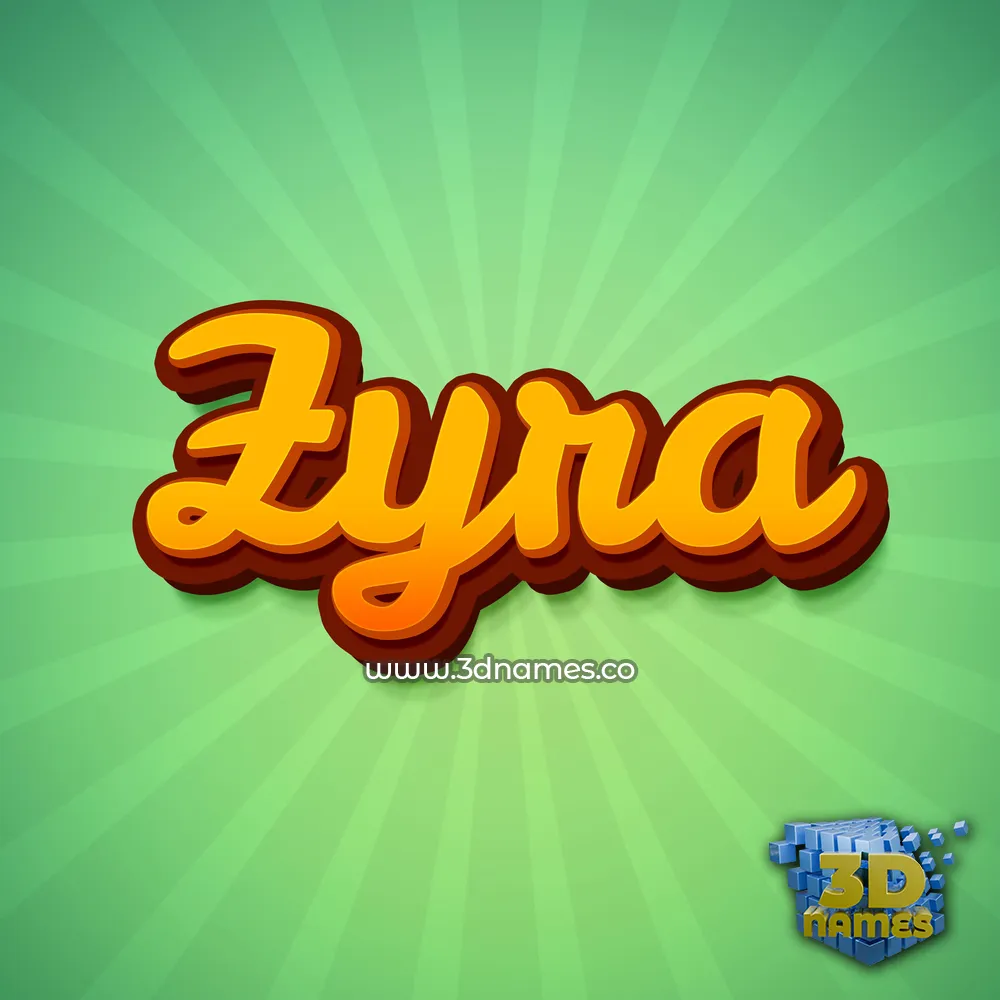 zyra in Green Rays style - 3D name wallpaper