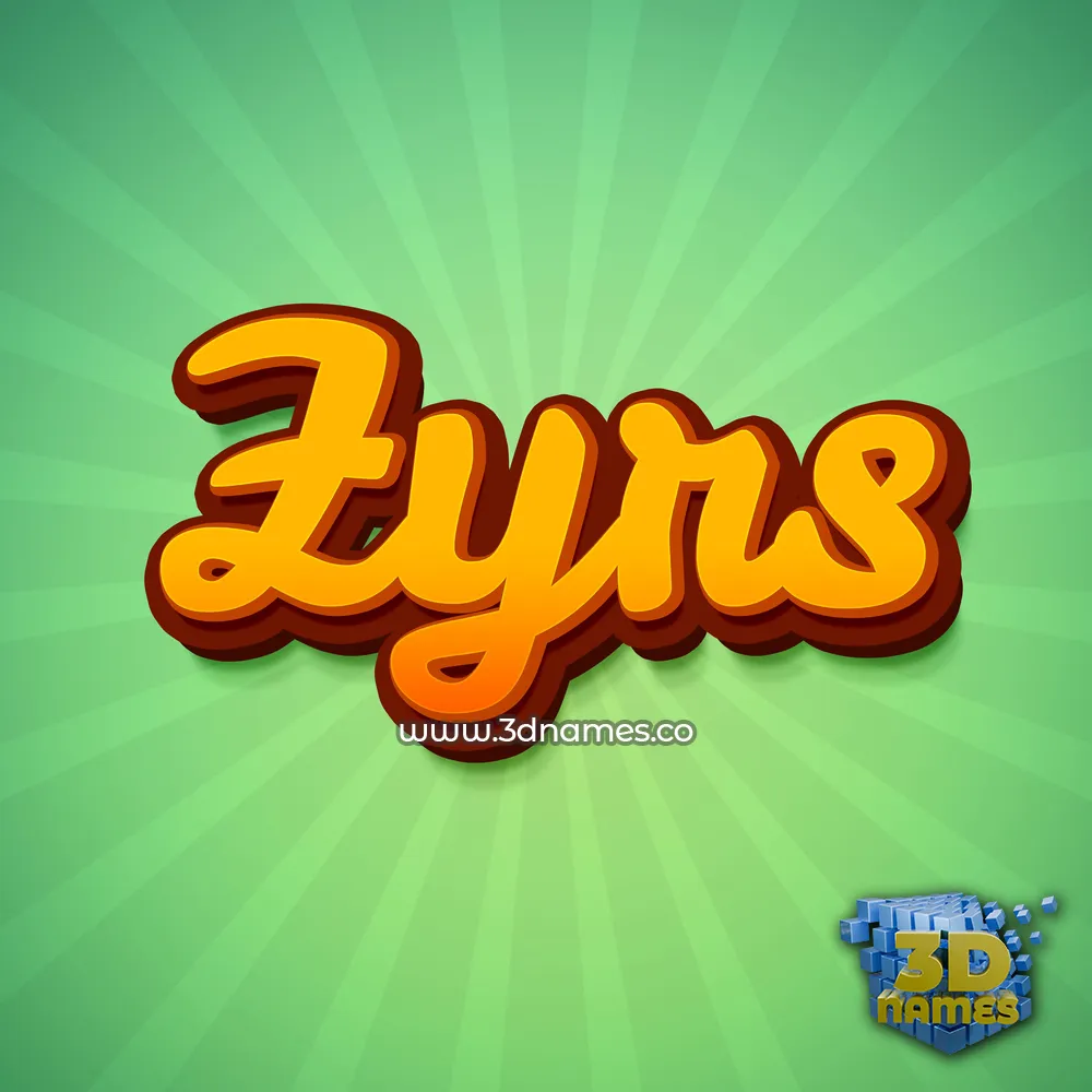 zyrs in Green Rays style - 3D name wallpaper