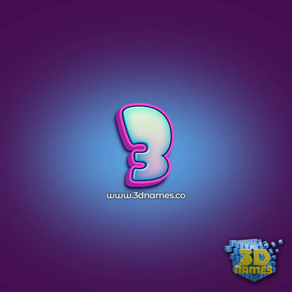 3 in Phat Purple style - 3D name wallpaper