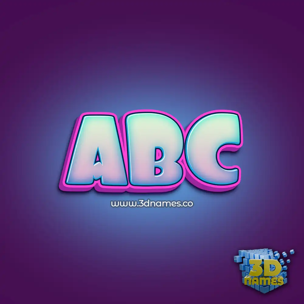 abc in Phat Purple style - 3D name wallpaper