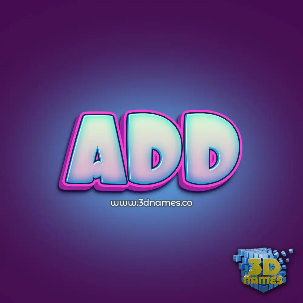 add in Phat Purple style - 3D name wallpaper