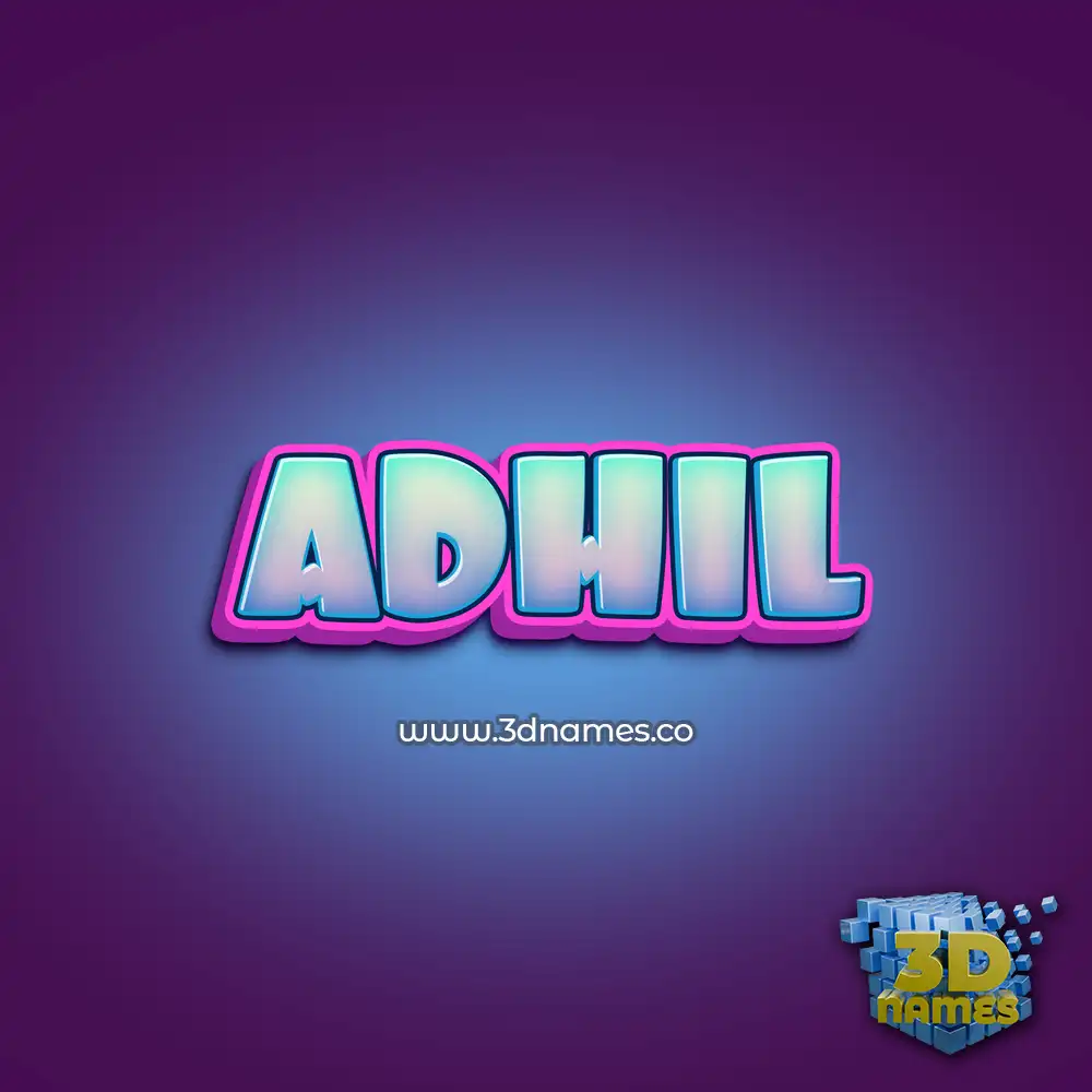 adhil in Phat Purple style - 3D name wallpaper