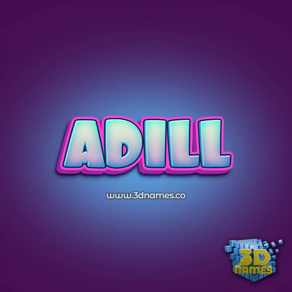 adill in Phat Purple style - 3D name wallpaper