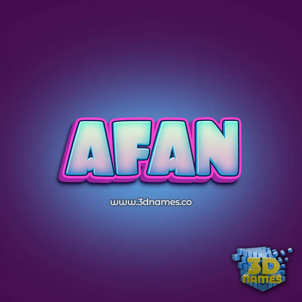 afan in Phat Purple style - 3D name wallpaper