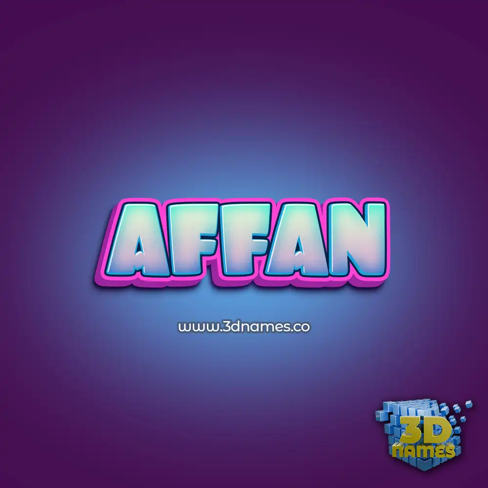 affan in Phat Purple style - 3D name wallpaper