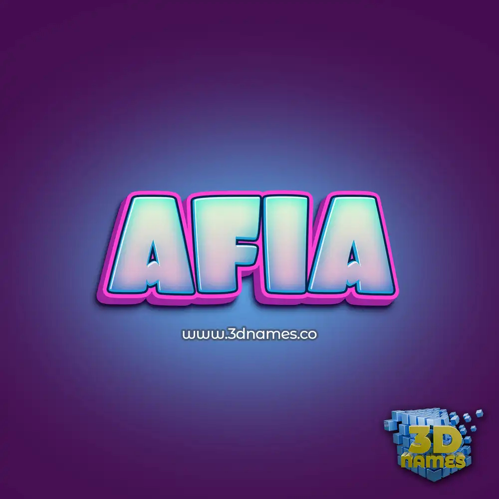 afia in Phat Purple style - 3D name wallpaper