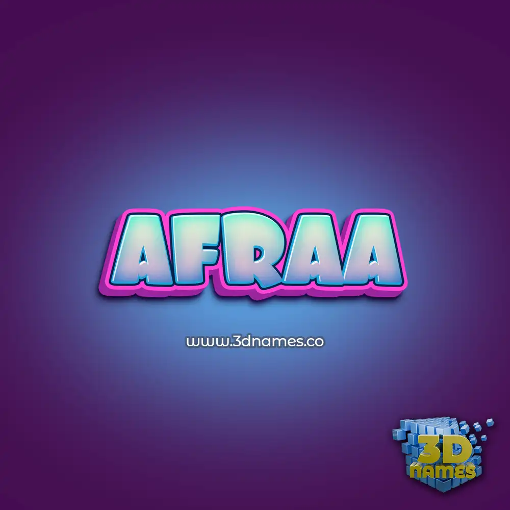 afraa in Phat Purple style - 3D name wallpaper