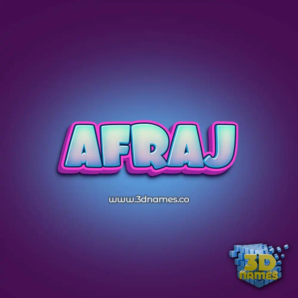 afraj in Phat Purple style - 3D name wallpaper