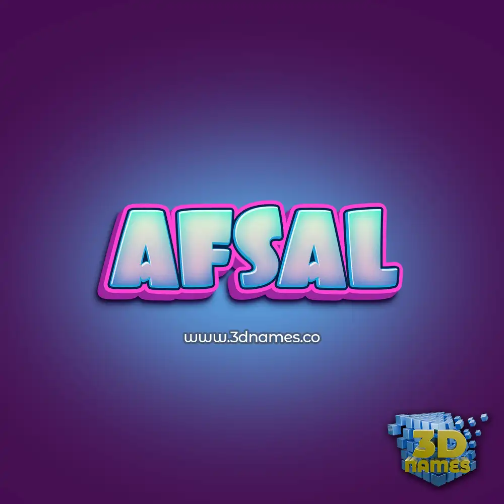 afsal in Phat Purple style - 3D name wallpaper