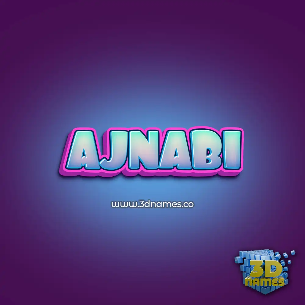 ajnabi in Phat Purple style - 3D name wallpaper