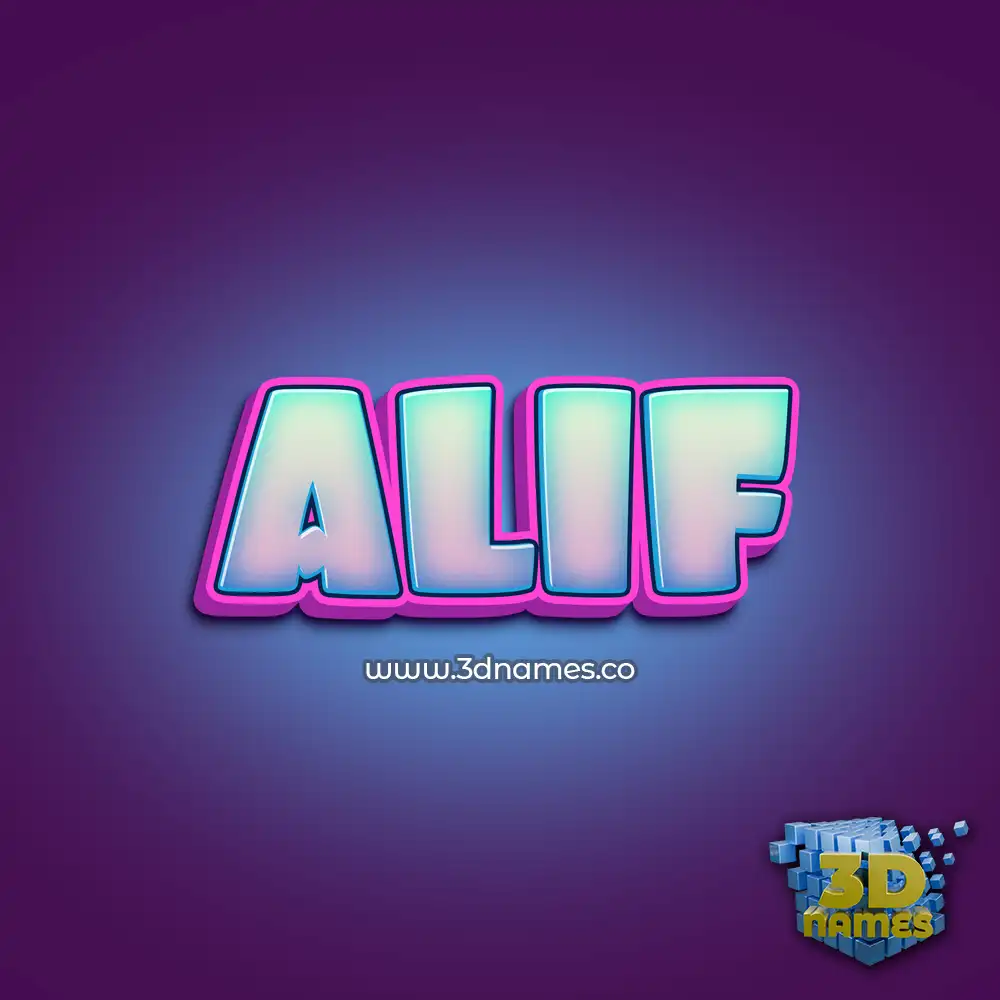 alif in Phat Purple style - 3D name wallpaper