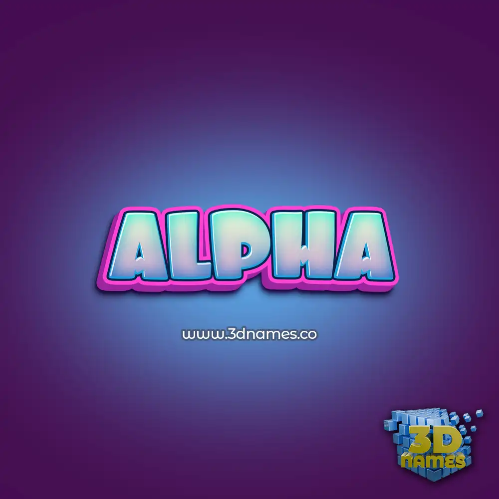 alpha in Phat Purple style - 3D name wallpaper