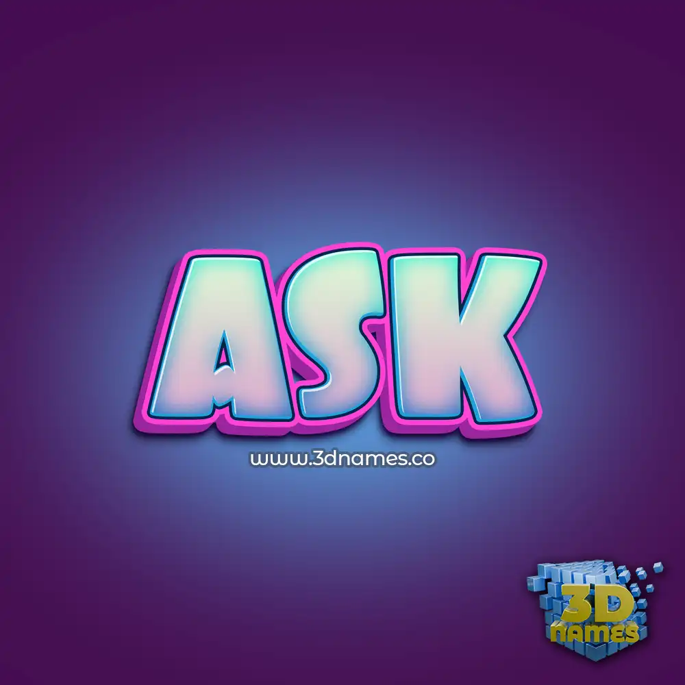 ask in Phat Purple style - 3D name wallpaper