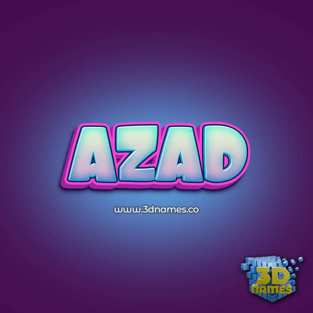 azad in Phat Purple style - 3D name wallpaper