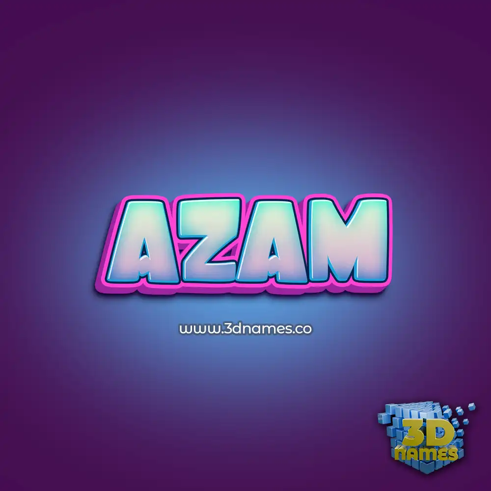 azam in Phat Purple style - 3D name wallpaper