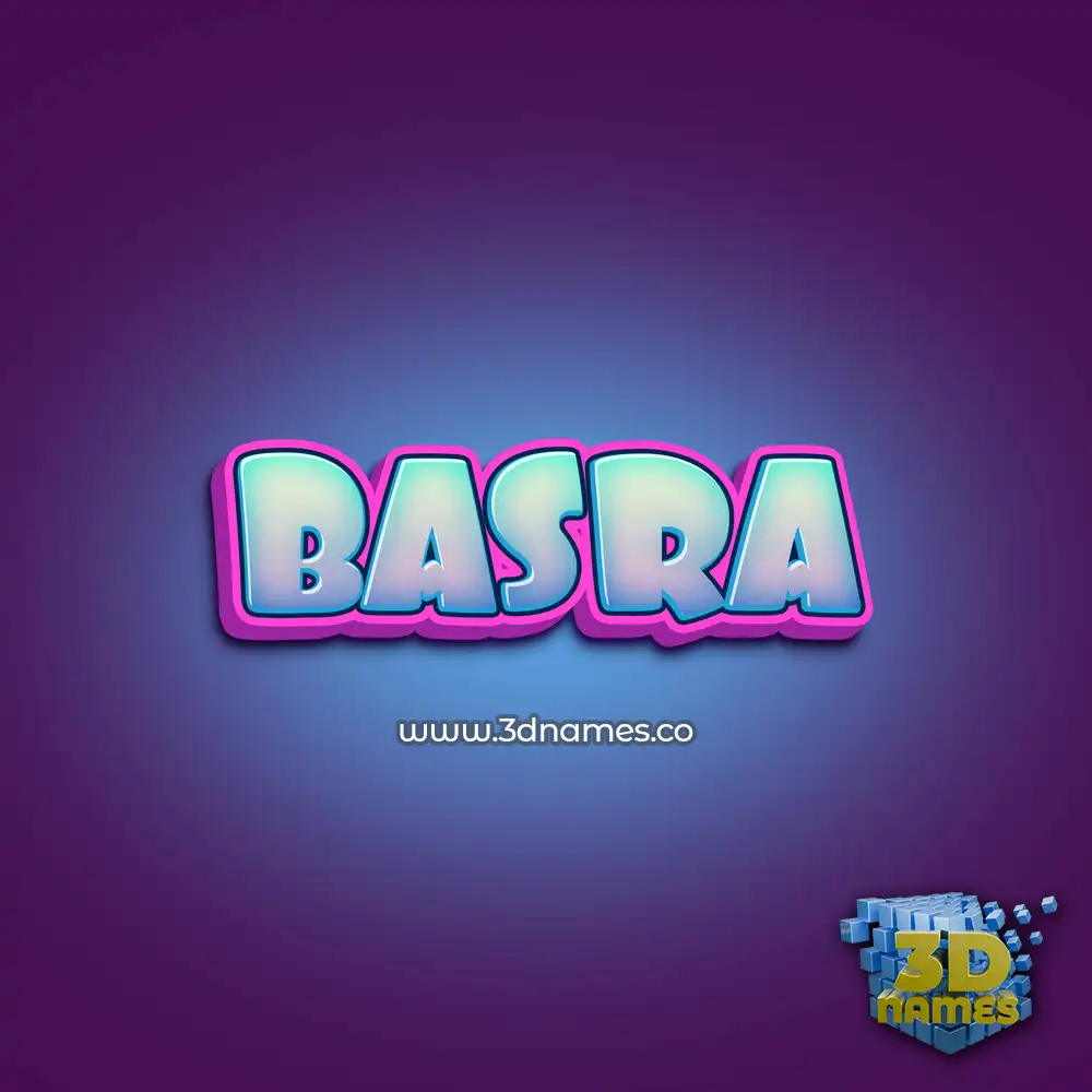 basra in Phat Purple style - 3D name wallpaper