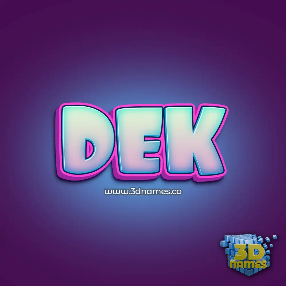dek in Phat Purple style - 3D name wallpaper