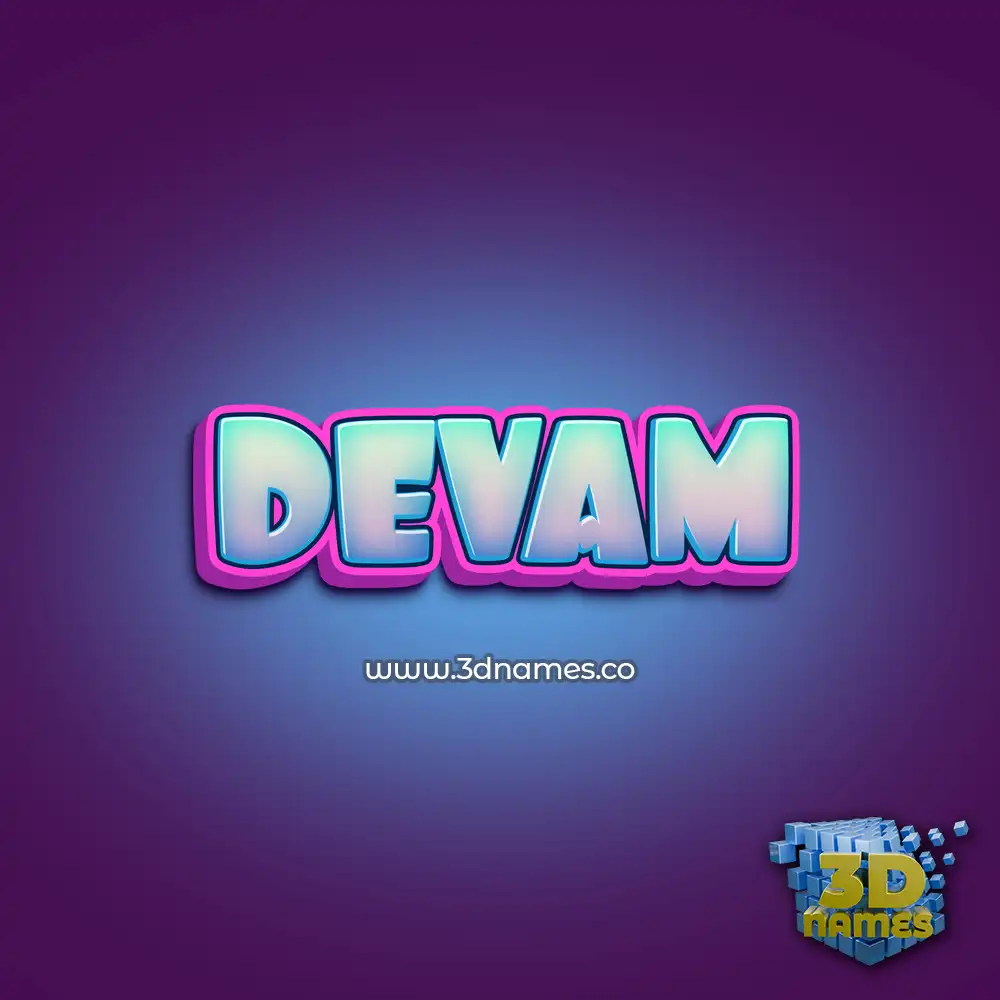 devam in Phat Purple style - 3D name wallpaper