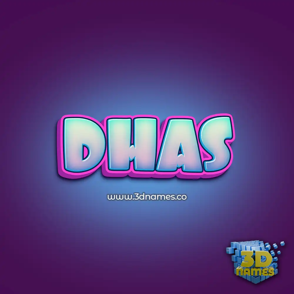dhas in Phat Purple style - 3D name wallpaper