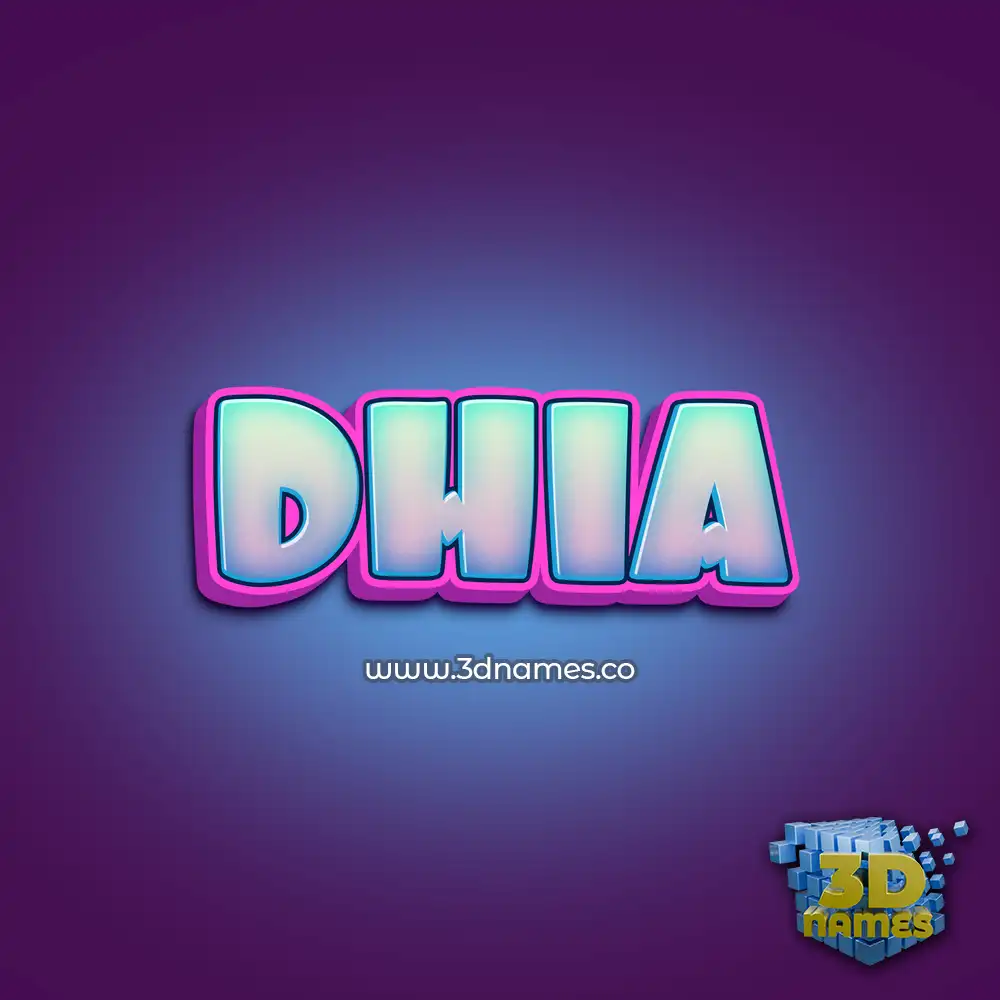 dhia in Phat Purple style - 3D name wallpaper