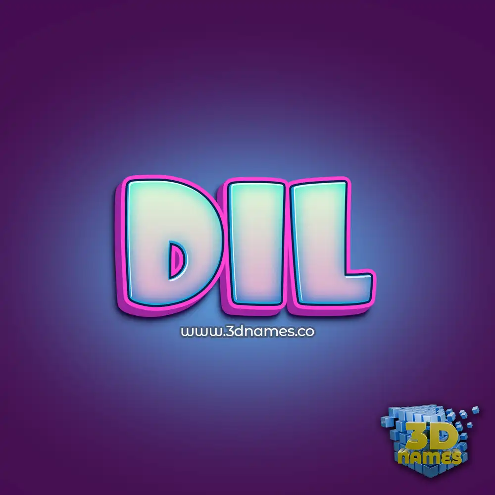 dil in Phat Purple style - 3D name wallpaper