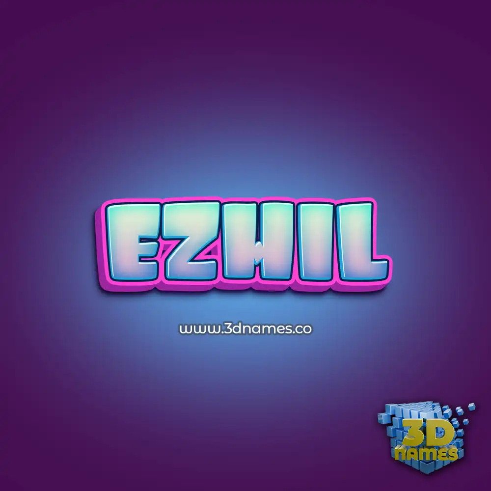 ezhil in Phat Purple style - 3D name wallpaper