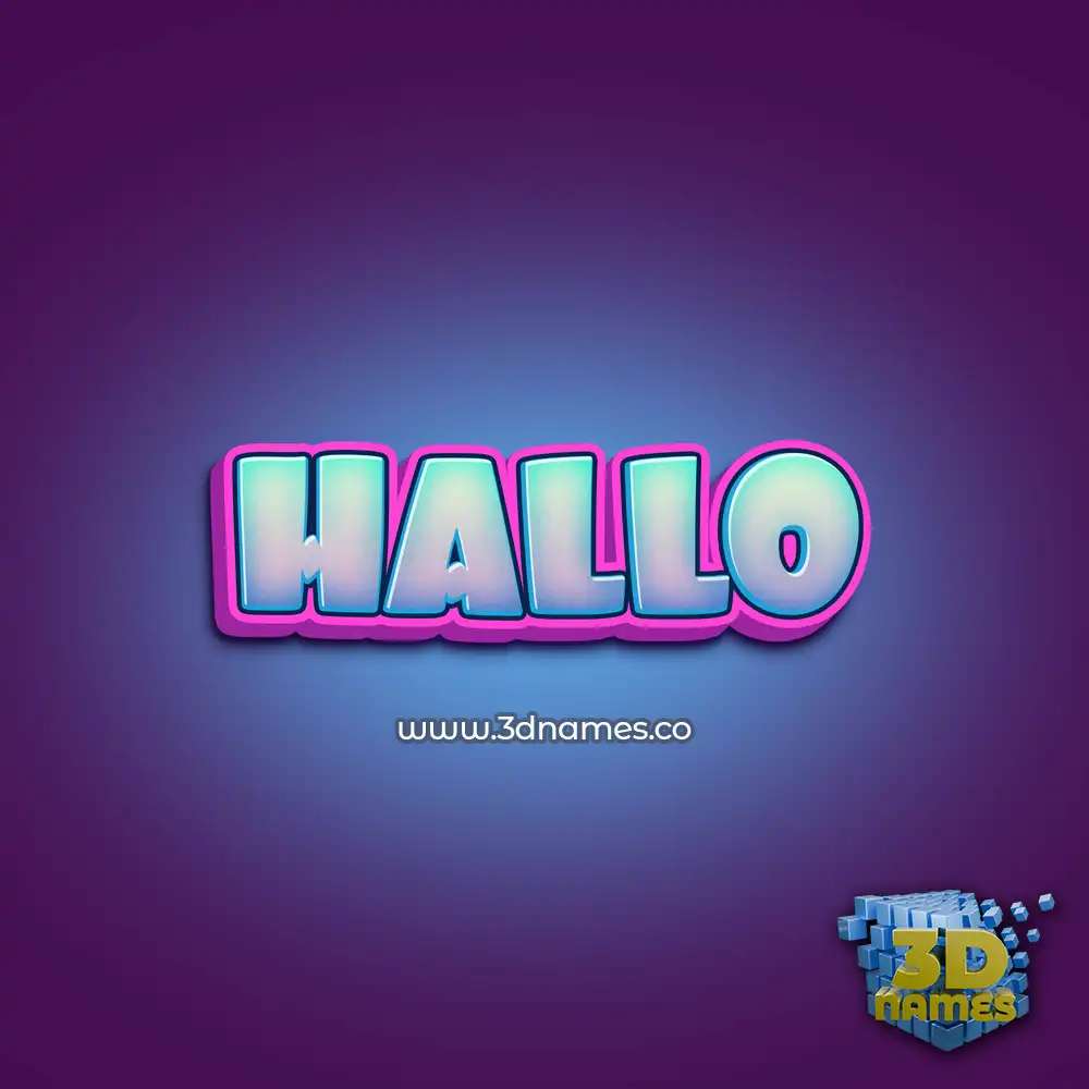 hallo in Phat Purple style - 3D name wallpaper