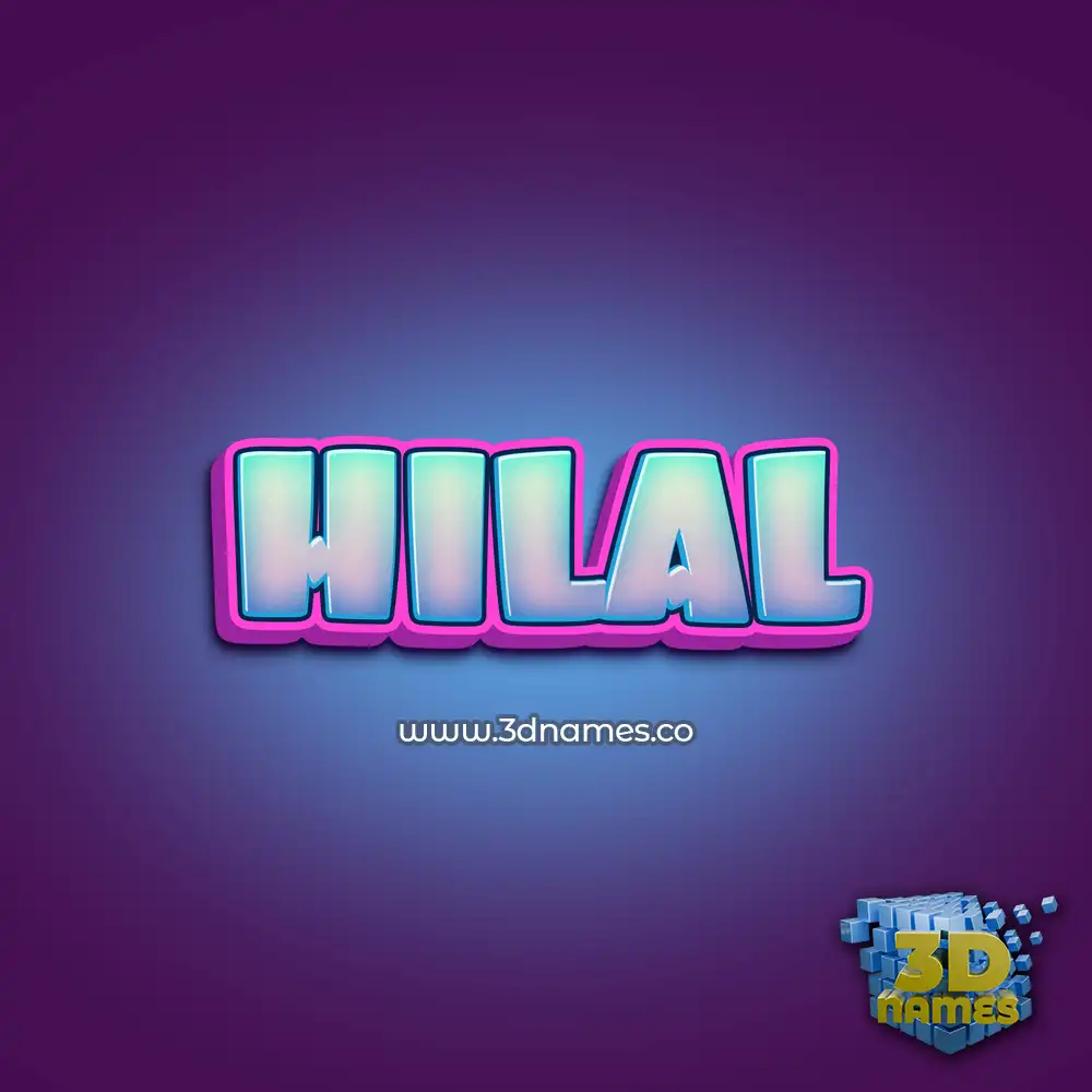 hilal in Phat Purple style - 3D name wallpaper