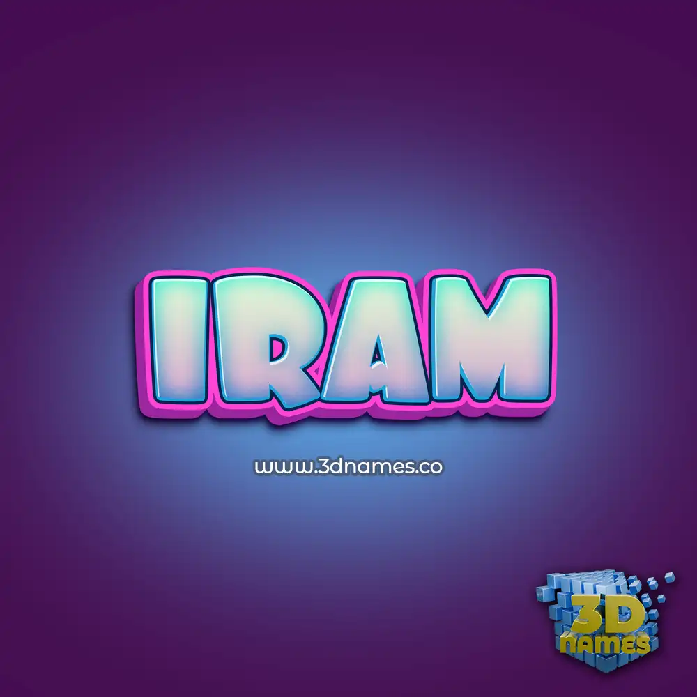 iram in Phat Purple style - 3D name wallpaper
