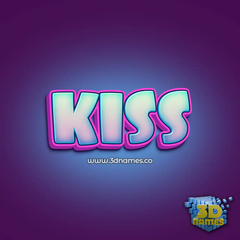 kiss in Phat Purple style - 3D name wallpaper