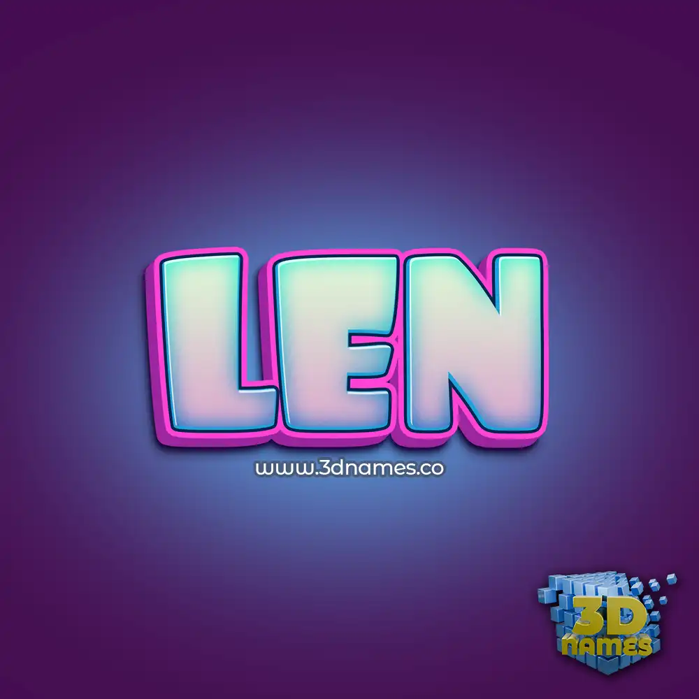 len in Phat Purple style - 3D name wallpaper