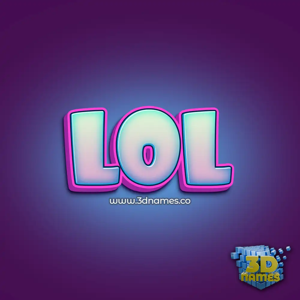 lol in Phat Purple style - 3D name wallpaper