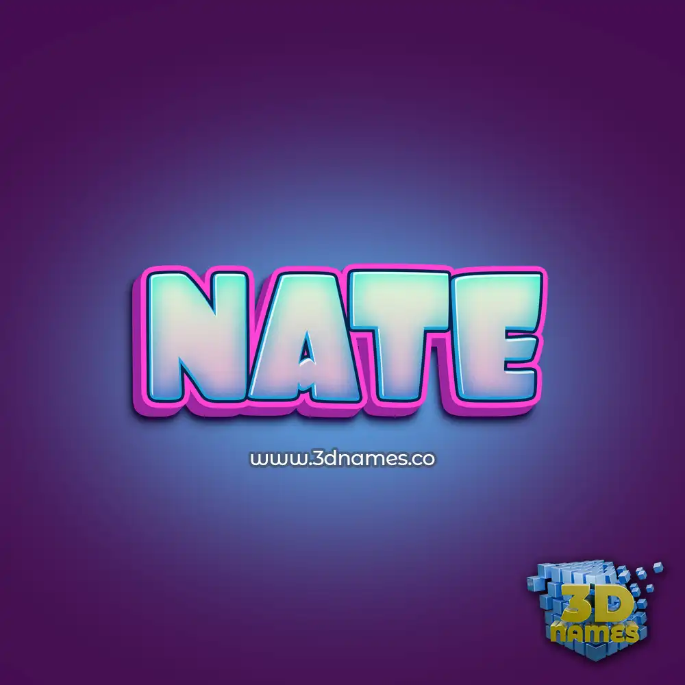 nate in Phat Purple style - 3D name wallpaper