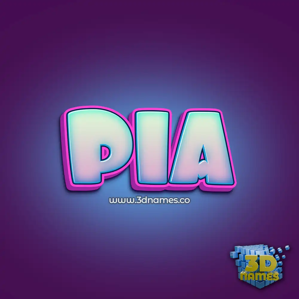 pia in Phat Purple style - 3D name wallpaper