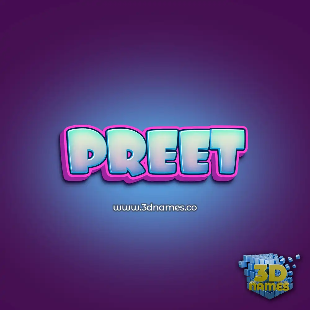 preet in Phat Purple style - 3D name wallpaper