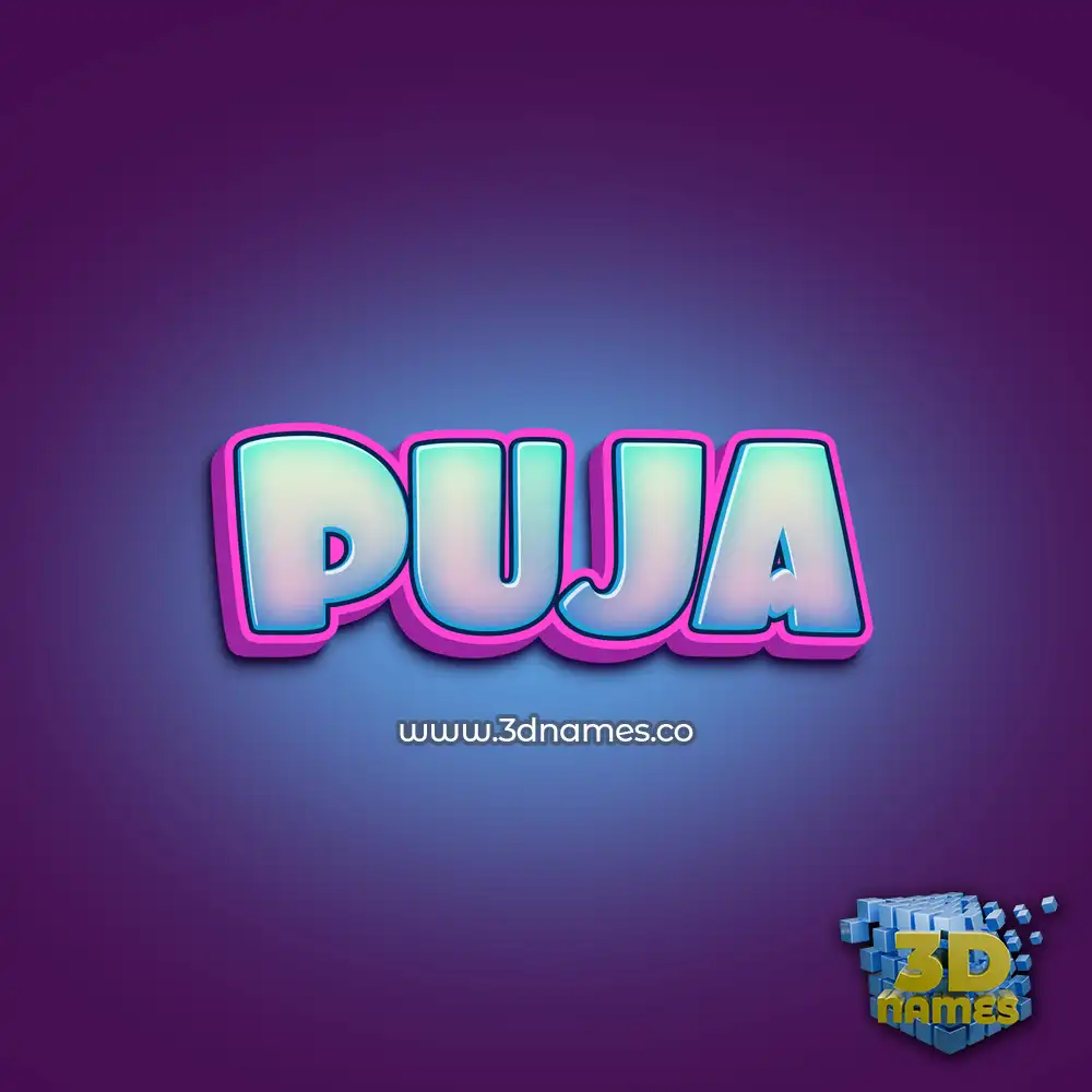 puja in Phat Purple style - 3D name wallpaper