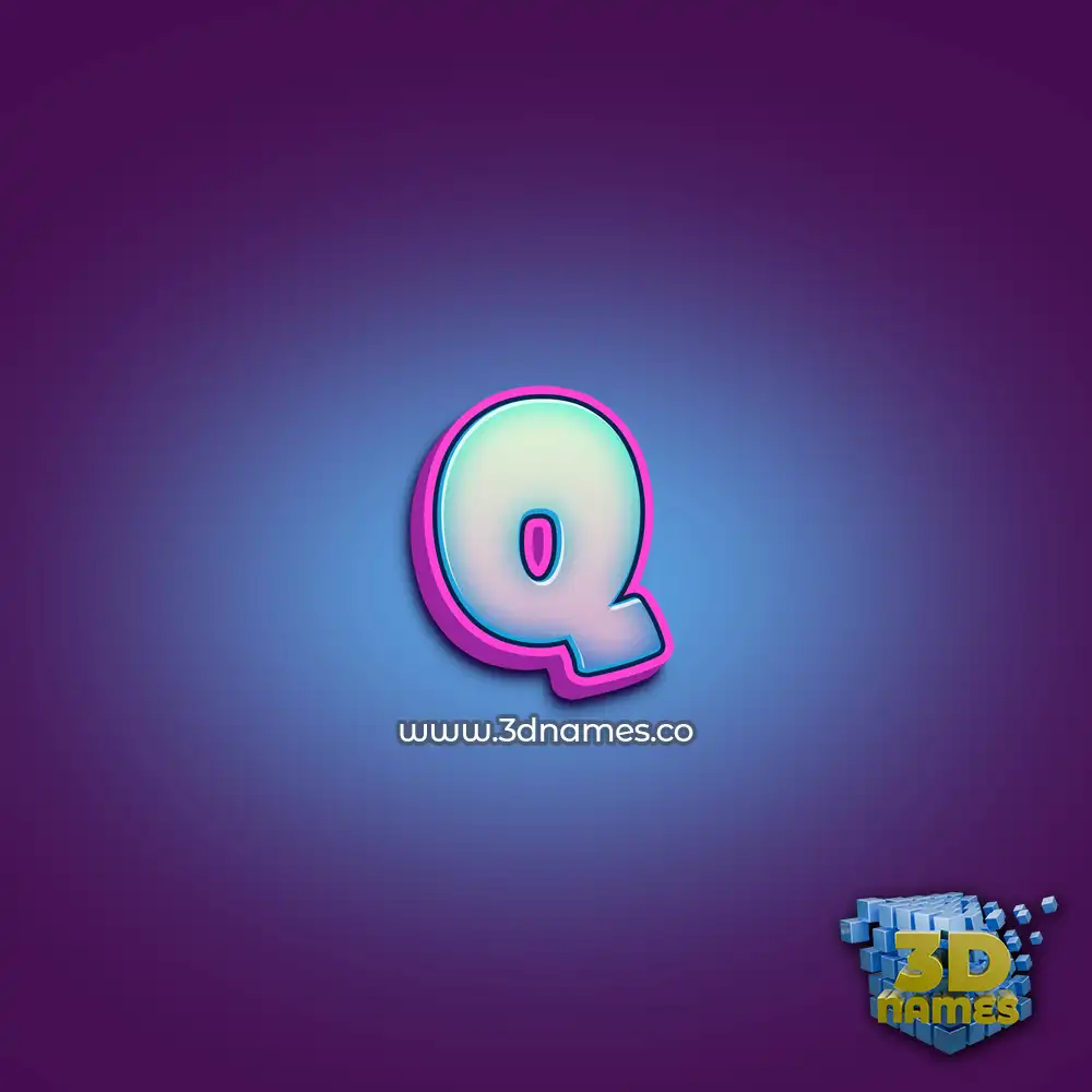 q in Phat Purple style - 3D name wallpaper
