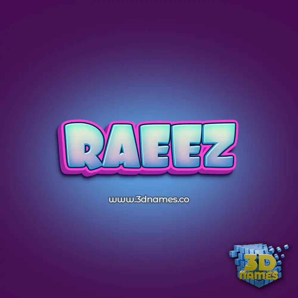 raeez in Phat Purple style - 3D name wallpaper