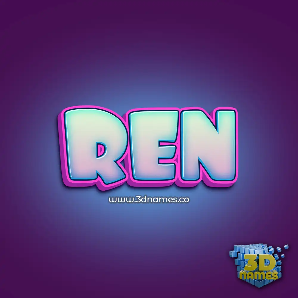 ren in Phat Purple style - 3D name wallpaper