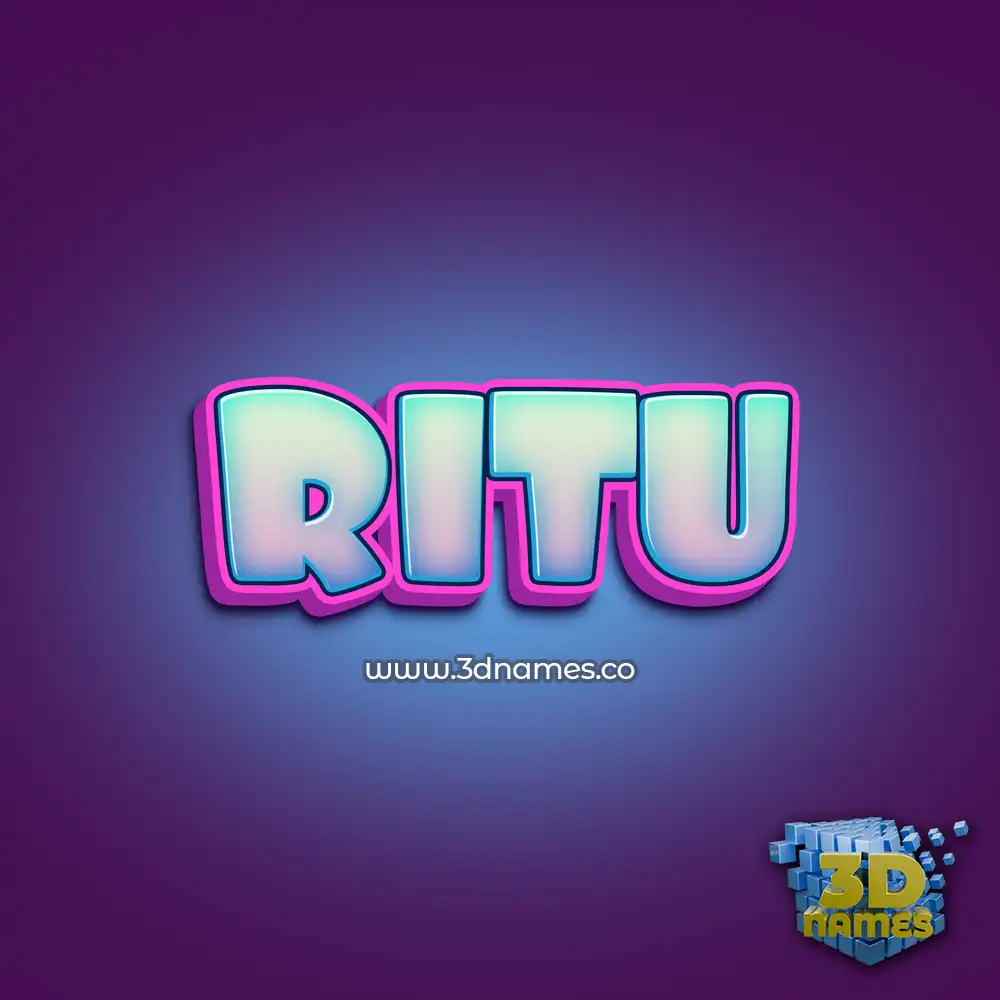 ritu in Phat Purple style - 3D name wallpaper