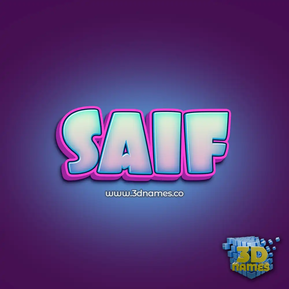 saif in Phat Purple style - 3D name wallpaper