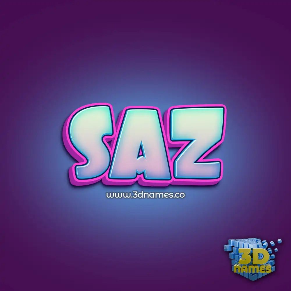 saz in Phat Purple style - 3D name wallpaper