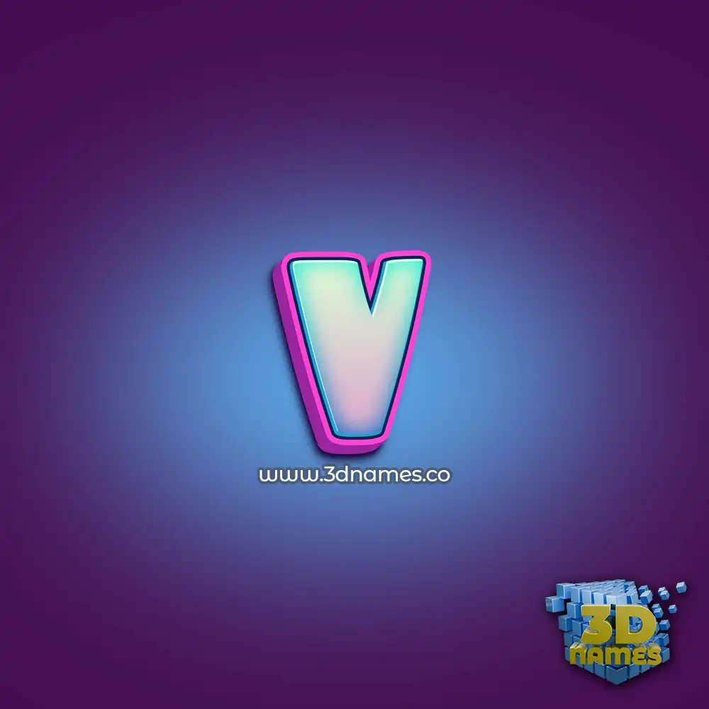 v in Phat Purple style - 3D name wallpaper