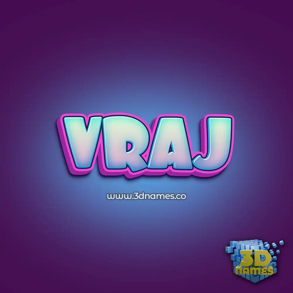 vraj in Phat Purple style - 3D name wallpaper