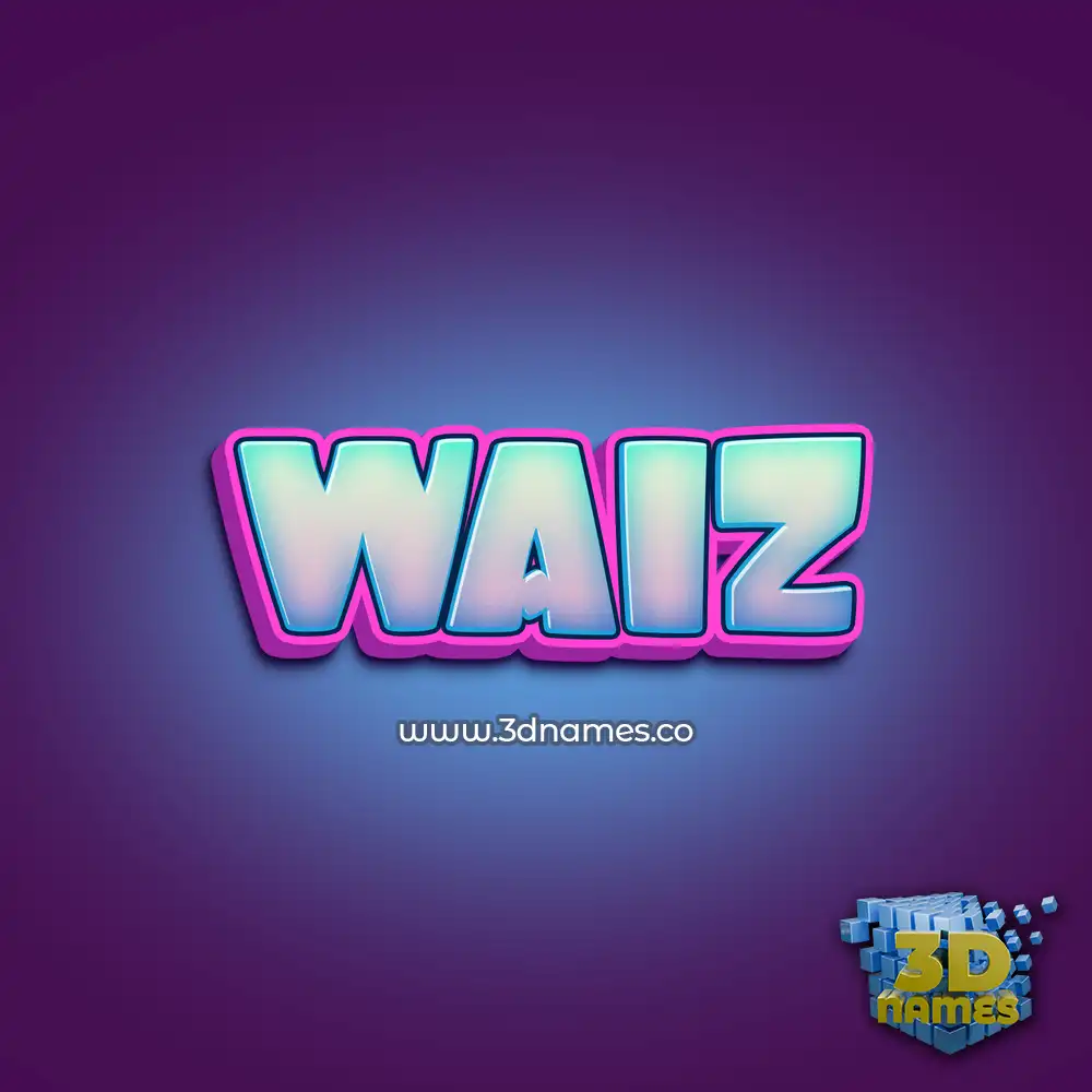 waiz in Phat Purple style - 3D name wallpaper