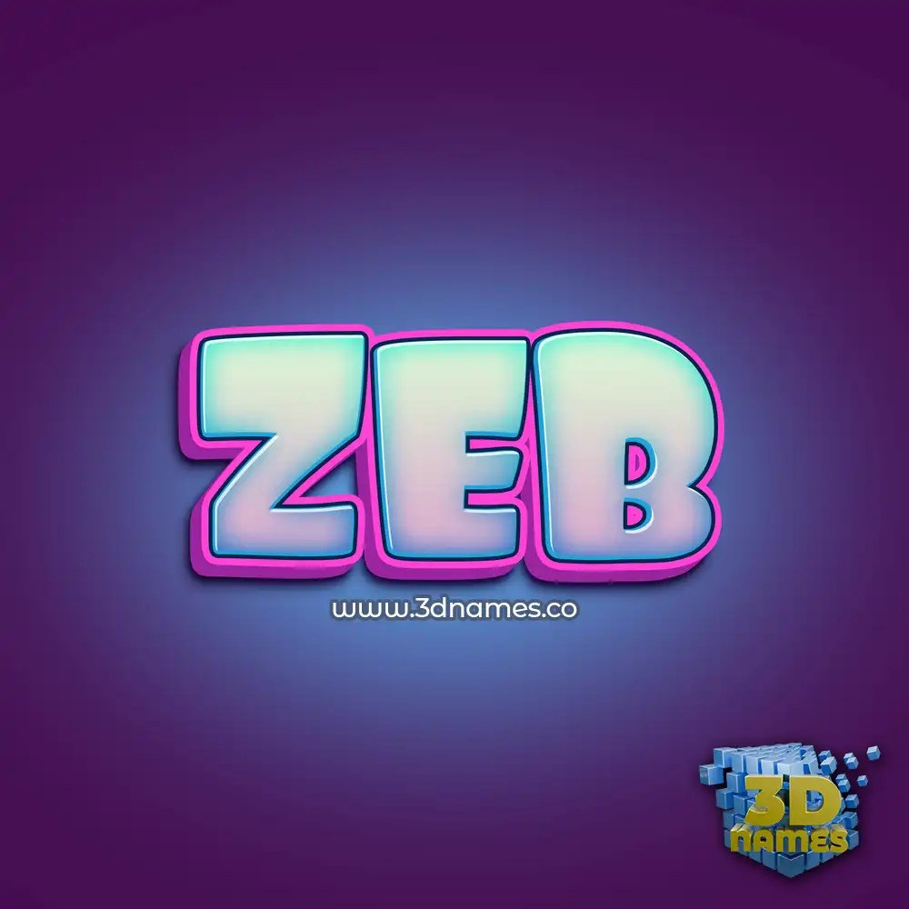 zeb in Phat Purple style - 3D name wallpaper