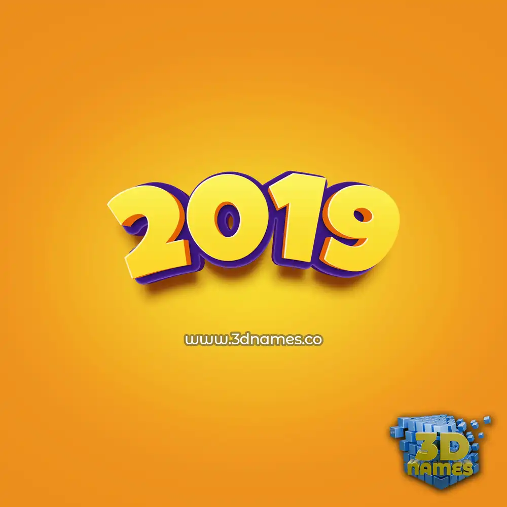 2019 in Orange Toon style - 3D name wallpaper