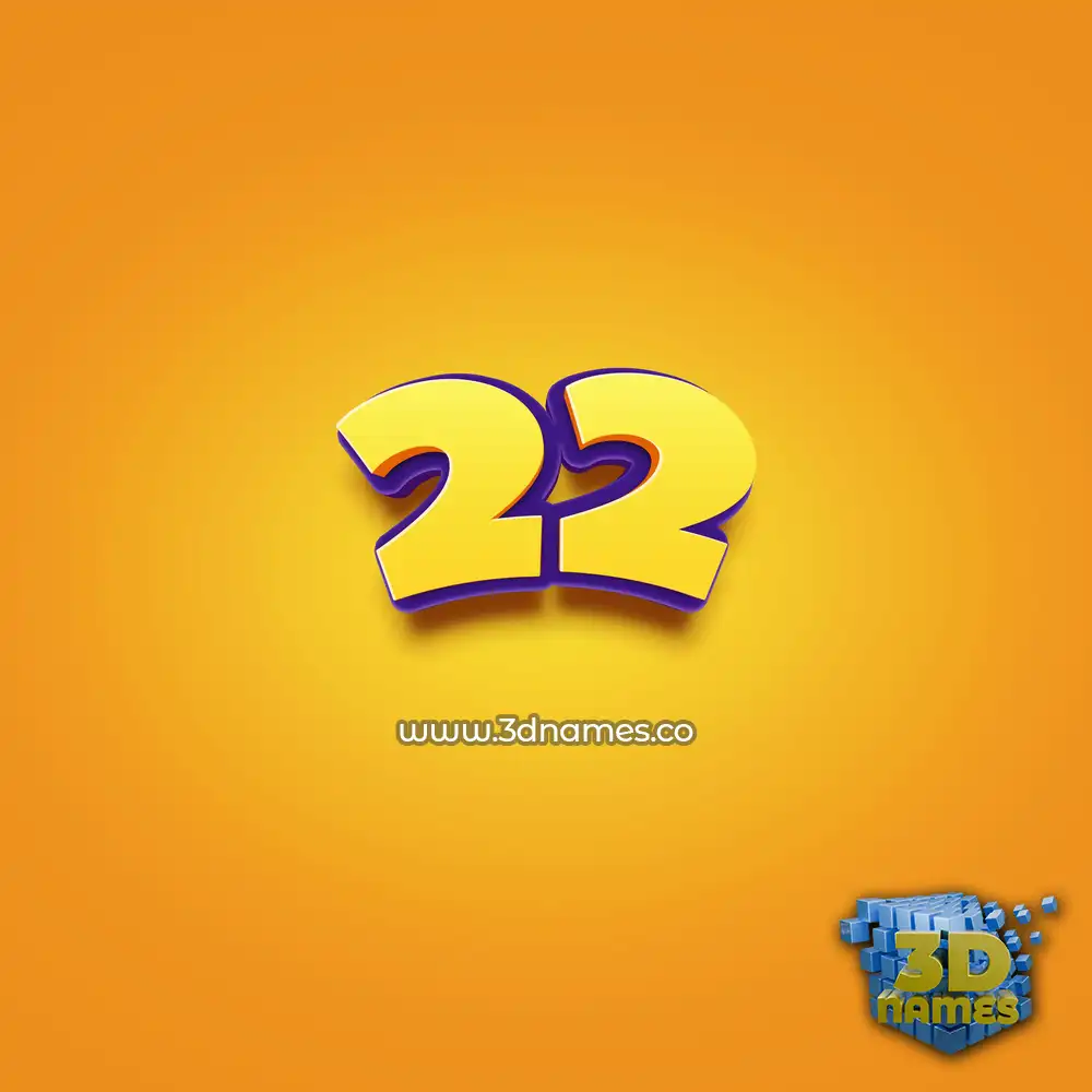 22 in Orange Toon style - 3D name wallpaper