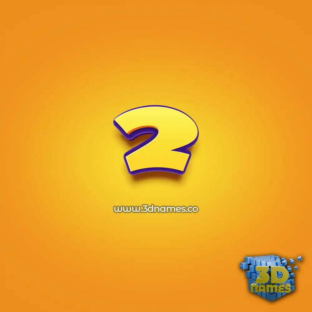 2 in Orange Toon style - 3D name wallpaper