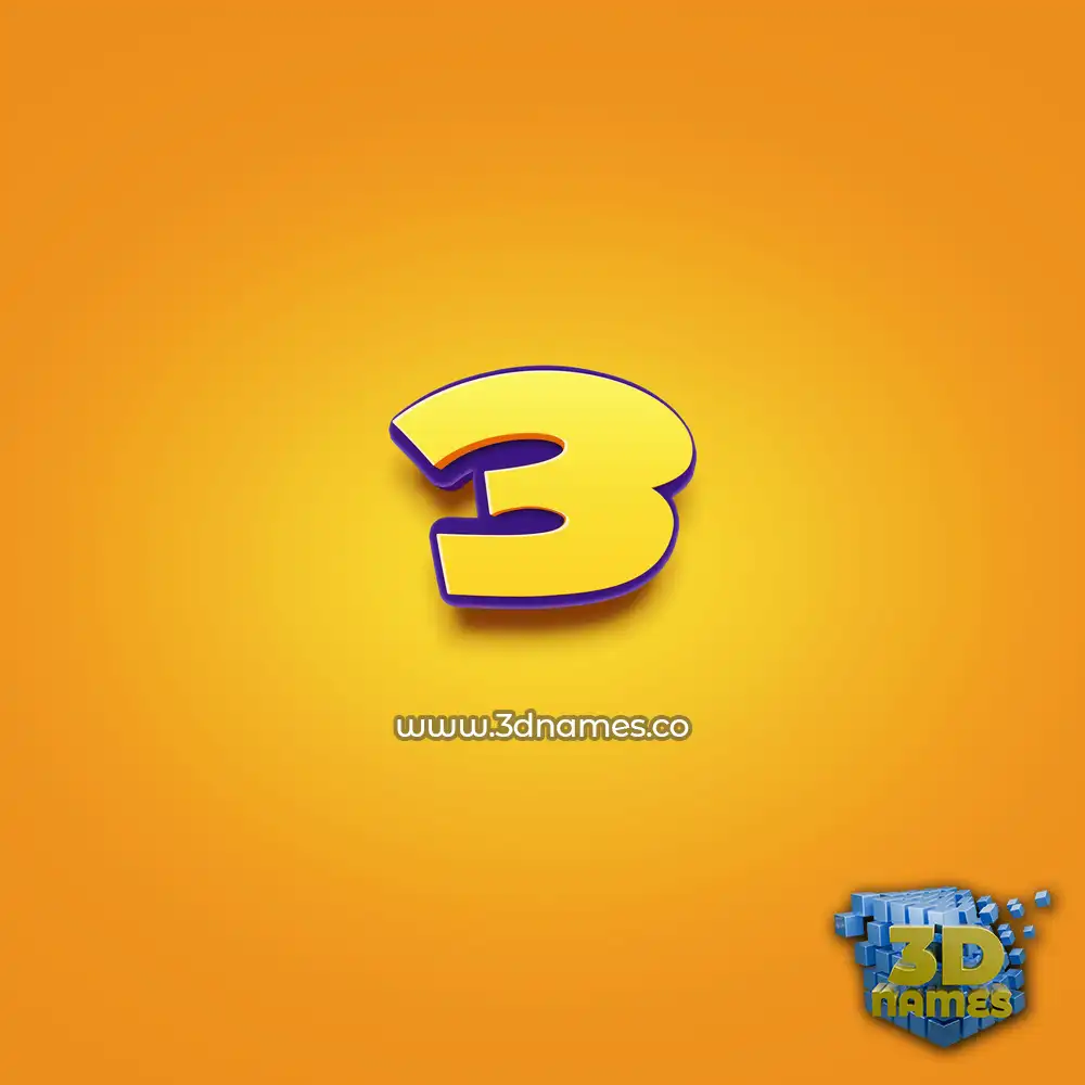 3 in Orange Toon style - 3D name wallpaper